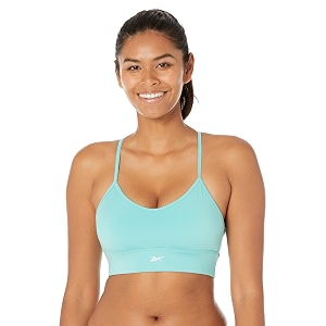 reebok women39s satin 91 pes9 el-interlock-hydrophilic finishprint-digital sublimation-disperse classic workout sports bra