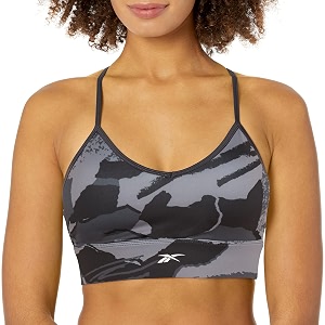 reebok women39s satin 91 pes9 el-interlock-hydrophilic finishprint-digital sublimation-disperse classic workout sports bra