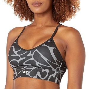 reebok women39s satin 91 pes9 el-interlock-hydrophilic finishprint-digital sublimation-disperse classic workout sports bra