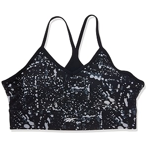 reebok women39s satin 91 pes9 el-interlock-hydrophilic finishprint-digital sublimation-disperse classic workout sports bra