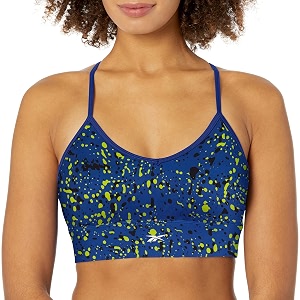 reebok women39s satin 91 pes9 el-interlock-hydrophilic finishprint-digital sublimation-disperse classic workout sports bra