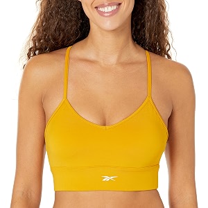 reebok women39s satin 91 pes9 el-interlock-hydrophilic finishprint-digital sublimation-disperse classic workout sports bra