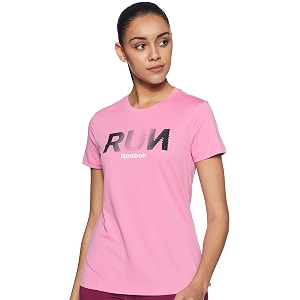 Reebok Womens Striped Regular Fit Sports T-Shirt