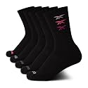 Reebok Womens Crew Socks 5 Pack Moisture Wicking Cushioned Mid Calf