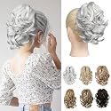 REECHO 9" Short Ponytail Extension, Classic Loose Curly Wavy Claw Clip Pony tails Hair Extensions HP001 Hairpieces for Women (Silver)
