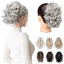 REECHO 9" Short Ponytail Extension, Classic Loose Curly Wavy Claw Clip Pony tails Hair Extensions HP001 Hairpieces for Women (Silver Grey)