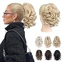 REECHO 9" Short Ponytail Extension, Classic Loose Curly Wavy Claw Clip Pony tails Hair Extensions HP001 Hairpieces for Women - Medium Blonde