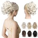 REECHO 9" Short Ponytail Extension, Classic Loose Curly Wavy Claw Clip Pony tails Hair Extensions HP001 Hairpieces for Women - Platinum Blonde