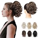 REECHO Ponytail Extension, 9" Short Curly Wavy Claw Clip Pony tails Hair Extensions HP001 Hairpieces for Women - Ginger Brown