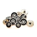 REENA Black Gold Carving New 6+6 Fancy Synthetic Resin PVC Material Button Designer Buttons for Coats Shirts Blazers. (Black Gold Carving New 6+6)