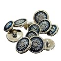 REENA Blue Gold Carving 6+6 Fancy Coat &amp; Blazer Buttons for Men | Synthetic Resin PVC, Durable &amp; Stylish, Perfect for Shirts, Suits, Sweaters &amp; Garments