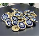 REENA Blue Gold Shield 6+6 PVC Fancy Synthetic Resin PVC Material Button Designer Buttons for Coats Shirts Blazers.Blue Gold Shield 6+6 PVC