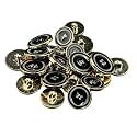 REENA Gold Black E PVC 6 Big+6 Small Fancy Synthetic Resin PVC Material Button Designer Buttons for Coats Shirts Blazers (Gold Black E PVC 6 Big+6 Small)