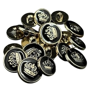 reena gold black crown pvc 6 big6 small fancy synthetic resin pvc material button designer buttons for coats shirts blazers gold black crown pvc 6 big6 small