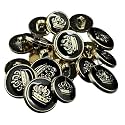 REENA Gold Black Crown PVC 6 Big+6 Small Fancy Synthetic Resin PVC Material Button Designer Buttons for Coats Shirts Blazers (Gold Black Crown PVC 6 Big+6 Small)