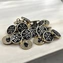 REENA Indo Western Black Gold 69 Carving Designer Buttons 10 pc Beautiful Round Fancy Synthetic Buttons Resin PVC Material Button for Coats Shirts Blazers.Black Gold (Black 69 Synthetic 10)