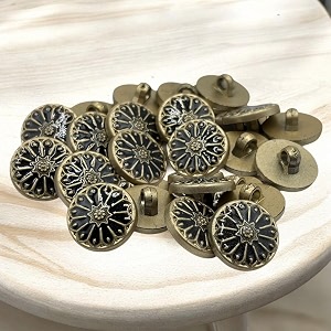 reena indo western gold wheel carving designer buttons - 10 pc beautiful round fancy synthetic black resin pvc material for coats shirts blazers black gold