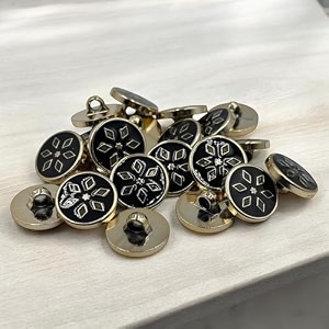 reena indo western black gold 69 carving designer buttons 10 pc beautiful round fancy synthetic buttons resin pvc material button for coats shirts blazersblack gold black 69 synthetic 10