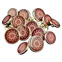 REENA Maroon Lotus PVC Fancy Synthetic Resin PVC Material Button Designer Buttons for Coats Shirts Blazers .Maroon Gold(pvc9)