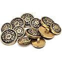 REENA New Shield Bronze 6+6 Fancy Designer Buttons for Coats, Shirts &amp; Blazers | Synthetic Resin PVC Material, Stylish Bronze Gold Finish
