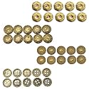 REENA Shirt Button Star+ Carving+Sun+ Plain (40) Combo Fancy Synthetic Resin PVC Material Button Designer Buttons for Coats Shirts Blazers. Bronze (Shirt button STAR+ CARVING+SUN+ PLAIN (40) combo new)