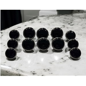 reena silver black ring 6pc fancy synthetic resin pvc material button designer buttons for coats shirts blazers silver black ring 66 pc