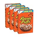 Reese's Puffs, Chocolatey Peanut Butter Cereal, 16.7 OZ Large Size Box (Pack of 4)