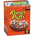 REESE’S PUFFS Chocolatey Peanut Butter Cereal, Kid Breakfast Cereal, Giant Size, 29 oz (Pack of 2)