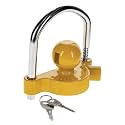 REESE Towpower 72783 Coupler Lock, Adjustable Storage Security, Heavy-Duty Steel, Yellow and Chrome ( Universal Fit)