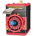 Refasy Electronic Piggy Bank for Boys Girls, Kids Safe Cash Piggy Banks, Fingerprint Simulation Money Bank Coin Banks Money Safe, Birthday Gifts Toys for 3 4 5 6 7 8 9 10 12 Year Old Kids (Red)