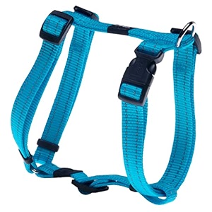 reflective adjustable dog h harness for medium dogs matching collar and leash available turquoise