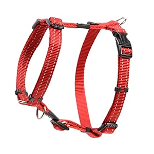 reflective adjustable dog h harness for small to medium dogs matching collar and leash available red