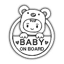 Reflective Baby on Board Sign for Car, Caution Decals Reflective Kids Safety Warning Sticker Marks for Driver, Heat Resistant, Long Lasting, Waterproof-White (White)