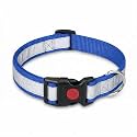 Reflective Dog Collar with Button Lock | Adjustable Safety Collar with Reflective Strip | Secure &amp; Comfortable Pet Collar for Dog (Blue, L)
