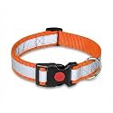 Reflective Dog Collar with Button Lock | Adjustable Safety Collar with Reflective Strip | Secure &amp; Comfortable Pet Collar for Dog (Orange, M)