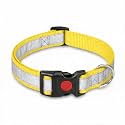 Reflective Dog Collar with Button Lock | Adjustable Safety Collar with Reflective Strip | Secure &amp; Comfortable Pet Collar for Dog (Yellow, M)