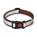 Reflective Dog Collar with Button Lock | Adjustable Safety Collar with Reflective Strip | Secure &amp; Comfortable Pet Collar for Dog (Brown, S)