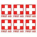 Reflective First Aid Kit Stickers (6 Pack, 2.5 x 2 in) - High Visibility Engineer Grade Weatherproof Vinyl Labels for Medical Box, Safety Sign & Emergency Kits (12-Year Fade Proof)