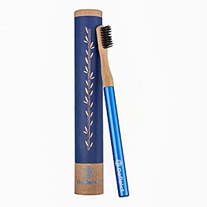 reflekt foreverhandle bamboo wooden toothbrush with aluminium handle amp replaceable heads soft bristles anti bacterial no plastic brush suitable for adults amp kids teeth royal blue - manual