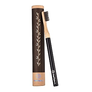 reflekt foreverhandle bamboo wooden toothbrush with aluminium handleampreplaceable heads soft bristles anti bacterialeco-friendlyampno plastic brush suitable for adultsampkids teeth starry blackmanual