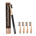 REFLEKT Foreverhandle Bamboo Wooden Toothbrush With Aluminium Handle&amp;Replaceable 5Heads Soft Bristles Anti Bacterial,Eco-Friendly&amp;No Plastic Brush Suitable For Adults&amp;Kids Teeth (Starry Black),Manual