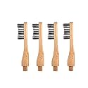 Reflekt Bamboo Wooden Toothbrush Replaceable Heads with Charcoal Infused Soft Bristles for Adults &amp; Kids Teeth Anti-Bacterial Eco-Friendly and No Plastic (Pack of 4)