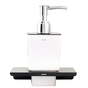 304 grade steel and glass liquid soap dispenser anti-rustwall mounted for bathroom and washbasin hand wash dispenser bathroom accessories bathroom soap holder abs material - black finish
