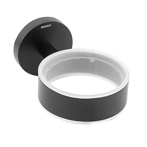 studio round back 304 grade stainless steel wall mounted tumbler holdertooth brush holder with frosted glass tumbler for bathroombathroom accessories matte black finish