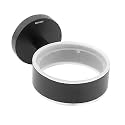 Studio Round Back 304 Grade Stainless Steel Wall Mounted Tumbler Holder/Tooth Brush Holder with Frosted Glass Tumbler for Bathroom/Bathroom Accessories (Matte Black Finish)