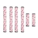 Refrigerator Door Handle Covers Set of 6 Kitchen Electrical Appliance Decor Handles Keep Clean Anti-Slip Fridge Accessories Home Decor, Pink Butterfly Floral Branch Print