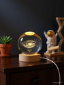 Refulgix 3D Galaxy Crystal Ball Light-USB Powered LED,Wooden Base Table Night Lamp