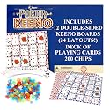 Regal Games - Poker Keeno Bulk Game Set - Includes 12 Two-Sided Boards, 200 Scoring Chips, 1 Deck of Standard Poker Cards - 24 Unique Board Layouts- Casino Night Card Game- Compatible with Poker Keno