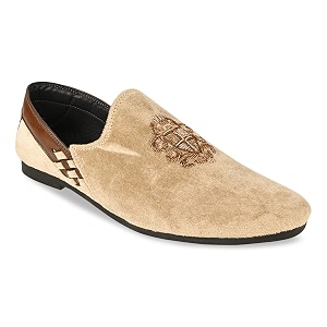 Regal Men Velvet Embroidered Ethnic Slip Ons