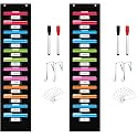 REGELETO 12 Pockets File Storage Pocket Chart with 12 Nametag Pockets,Hanging Wall File Organizer for Classroom and Office, Organize Your Assignments, Files, Scrapbooks, Paper (Black) (Pack of 2)